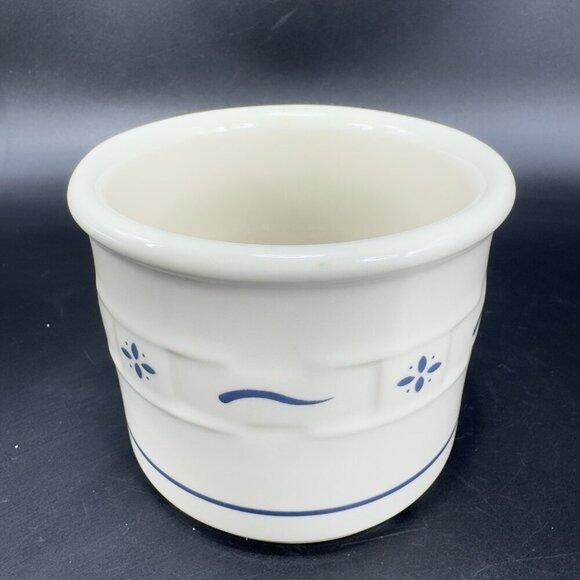 Vintage Longaberger Woven Traditions Blue Small Crock 1 Qt Ceramic Dish Bowl VTG - Picture 7 of 11